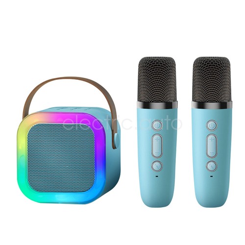 Mini Karaoke Machine for Kids Portable Bluetooth Speaker & 2 Microphone with LED - Picture 21 of 27