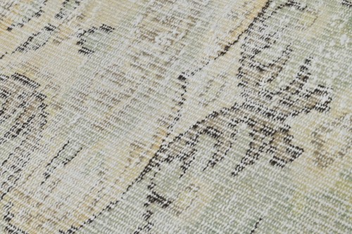 Tappeto vintage 2x8 turco Oushak runner fatto a mano anatolico boho kilim VERDE - Foto 4 di 9