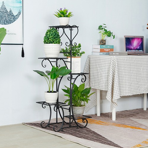 Plant Stand 5-Tier Flower Pot Rack Balcony Garden Balcony Decor Iron Shelf Rack - Picture 4 of 8