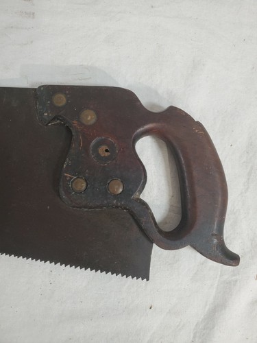 Antique Hand Saw Brass Split Nut Wood Handle Curved Blade - Picture 2 of 11