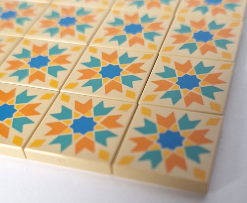 LEGO 10359 hellbraun bedruckte Fliesen Bodenfliese aus Brunnengarten blau Sternenmuster - Bild 2 von 3