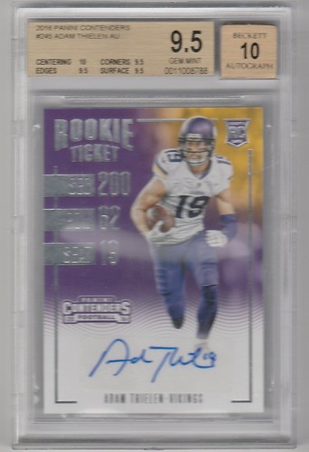 2016 CONTENDERS ADAM THIELEN AUTO RC ROOKIE TICKET BGS 9.5 MIT 10