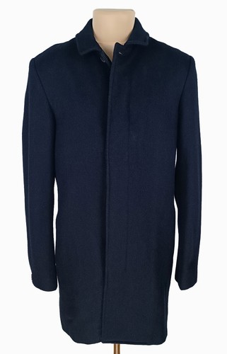 AllSaints Mens Navy Wool Jefferson Coat Size UK/US 40 (L) - Picture 1 of 15