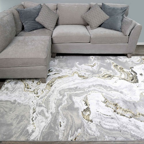 New Gold Marbled Effect Rug Extra Long Hallway Runners Lustrous Sheen Rugs UK - Picture 4 of 18