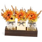 Thanksgiving Mason Jar Centerpiece for Table with LEDs & Artificial Light