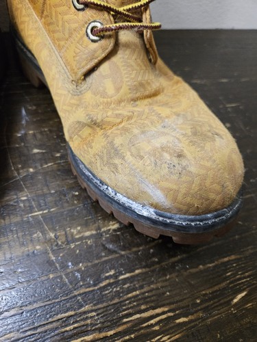 Timberland Wheat All Over Print Logo Limited Edition Boots Size 9 - Picture 4 of 11