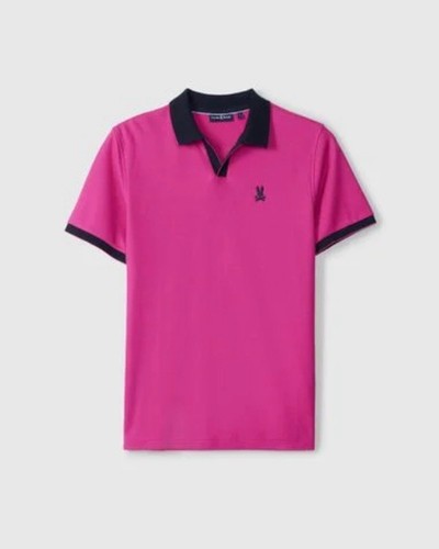 PSYCHO BUNNY Uomo Rosa Richards Piqué Polo Johnny Collo Piqué Camicia Taglia M 5