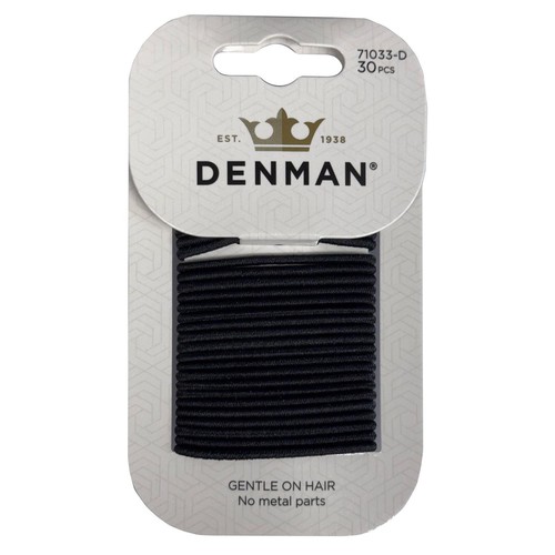 Denman 71033-D 30 x 2mm Black No Damage Elastic Hair Bands - Picture 2 of 3