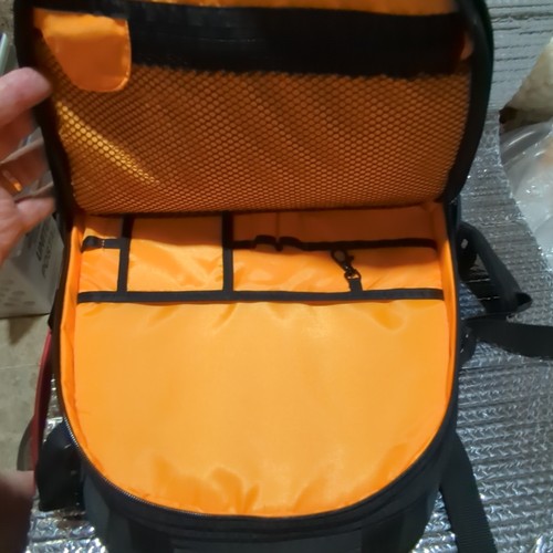 Black Amazon Basics Photography Backpack Camera Laptop Storage Orange Interior - Picture 8 of 10