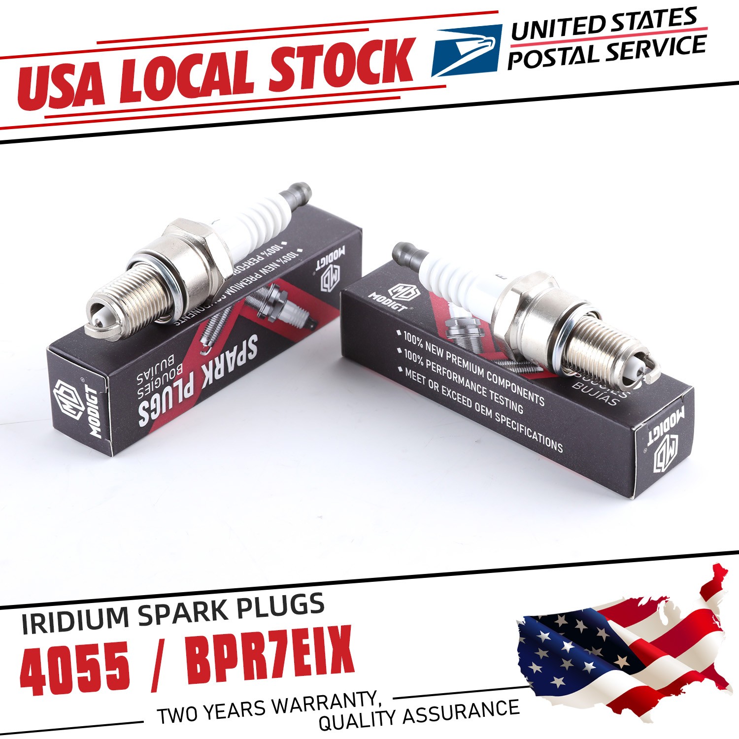 Premium 2pcs OEM Replacement For NGK 4055/BPR7EIX Iridium Spark Plug OEM Quality