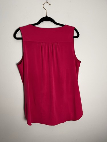 Michael Kors Damen Magenta Ärmellose Bluse Top Schlüsselloch V-Ausschnitt Wickeloptik Gr. L - Bild 7 von 7