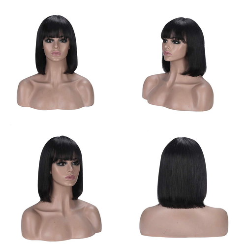 Short Bob Wigs Human Hair 8 Inch Glueless Wear and Go Bob Wig with Bangs Human H - Picture 4 of 12