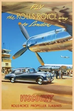 Fly The Rolls Royce Way To London Vintage Travel Poster Print