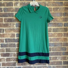 Tommy Hilfiger Green and Navy Polo Dress Stretch Cotton Short Sleeve Preppy Sz S