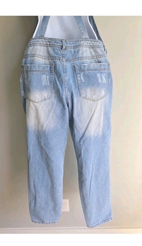 Ci Sono Womens Distressed Denim Overalls Size Small Light Wash Country Punk - Picture 3 of 11