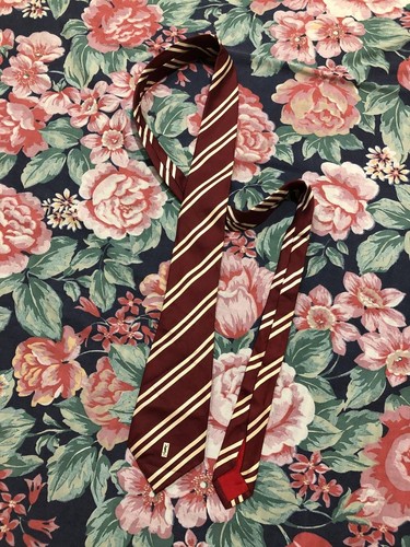 Vintage Yves Saint Laurent Paris Seidenkrawatte Rot Streifen YSL Logo Luxus Freizeit Selten - Bild 12 von 12