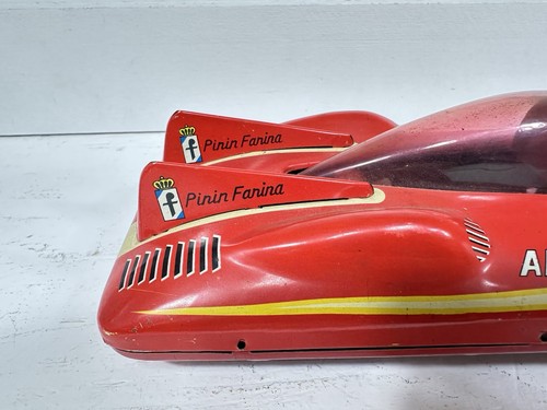 Bonito coche japonés Haji Fiat Abarth 750 Land Speed Record fricción de estaño - Imagen 8 de 13