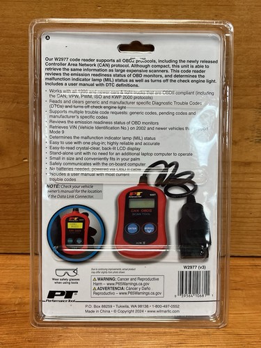 Performance Tool W2977 CAN OBDII Diagnostic Scan Tool - Picture 2 of 3
