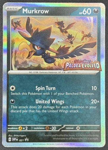 Murkrow 021 (Prerelease) Pokemon TCG SV: Scarlet & Violet Promo Cards NM - Picture 1 of 2