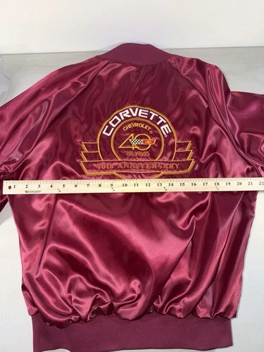 Vintage 90s Chevrolet Corvette 40th Anniversary Bomber Satin Jacket Medium image 8