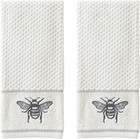 Farmhouse Bee Hand Towel Set, White 16X25