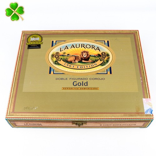 La Aurora Gold Tubos Doble Figurado Empty Wood Cigar Box 10" x 8" x 1.75" - Picture 11 of 12