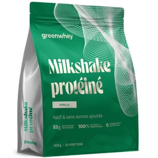 Milkshake protéiné vanille Greenwhey - Boisson pour sportifs 1kg