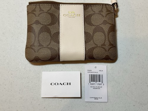 Muñequera con cremallera COACH marrón/beige. 6,25” x4,25”. Orig. $78. NUEVO. - Imagen 7 de 11
