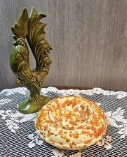 MCM Orange Spots Ceramic Drip Glaze Spatter Speckled Ashtray 7.5"