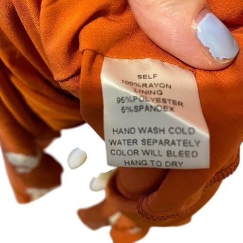 Midikleid Blumen bestickt Langarm rost orange Freizeit Herbst - Bild 11 von 11