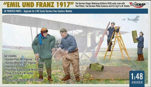 Mirage Hobby 480009 1/48 Scale 3D Printed WWI German FA(A) Units Crew Emil Und
