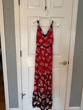 LADIES’ LOFT SUNDRESS, RED/BLACK/WHITE, SIZE 2