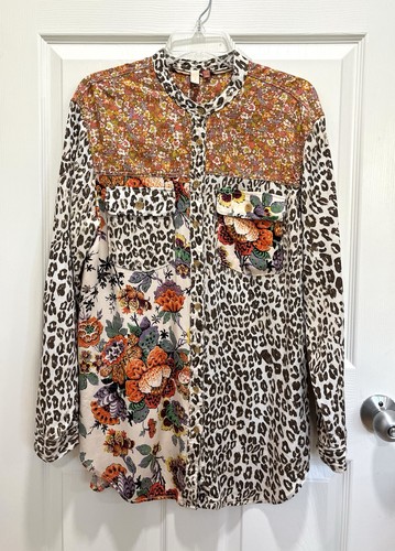 Pilcro Anthropologie Damen Größe Large geknöpftes Hemd Multi Tier & Blumenmuster - Bild 1 von 6