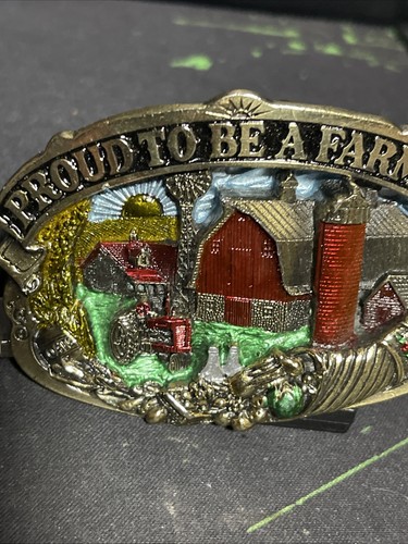 Vintage 1984 “Proud To Be A Farmer” Belt Buckle Serial Number # H1451 - Picture 5 of 18