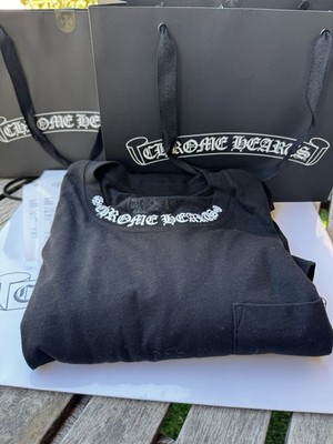 New Authtc. Chrome Hearts Black & White Neck Logo Longsleeve T-Shirt sz Large