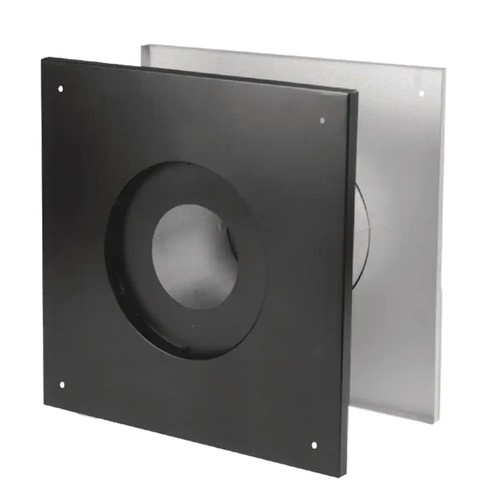 PelletVent Wandkausche 4 Zoll DuraVent 4PVL-WT Pellet 810001505 schwarz 9" quadratisch - Bild 1 von 3