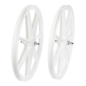 Skyway Tuff Retro 7 Spoke BMX Wheelset 24 X 1.75 White 24" 3/8" Bolt Freewheel