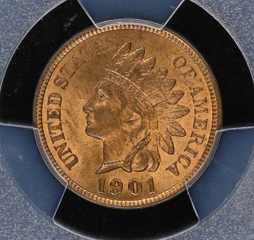 1901 1C Indian Cent - Type 3 Bronze PCGS MS64+RB - Picture 3 of 4