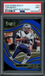 2020 Panini Select #301 Tom Brady Blue Prizm Die Cut Field Level PSA 9