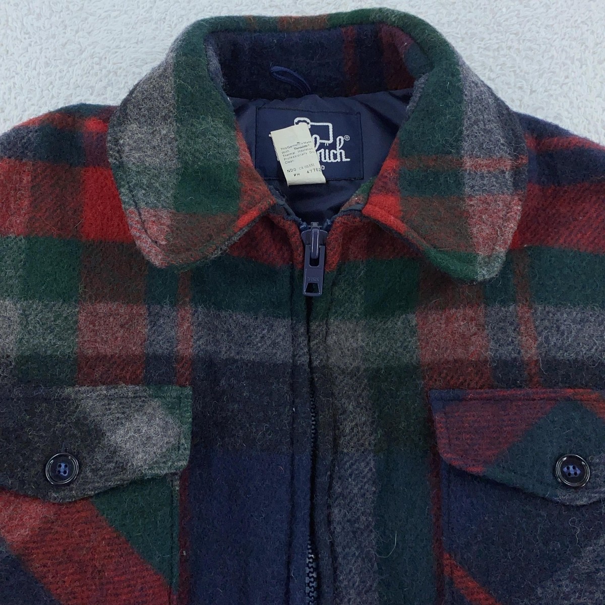 WOOLRICH ウールジップジャケット　80年代 MADE in USA Vintage 80s Woolrich Full Zip Jacket Mens XL Plaid Wool