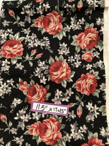Lot of 3 Cotton Fabric Larger Scraps Black Grey Paris Roses Lot #4 - Picture 5 of 5