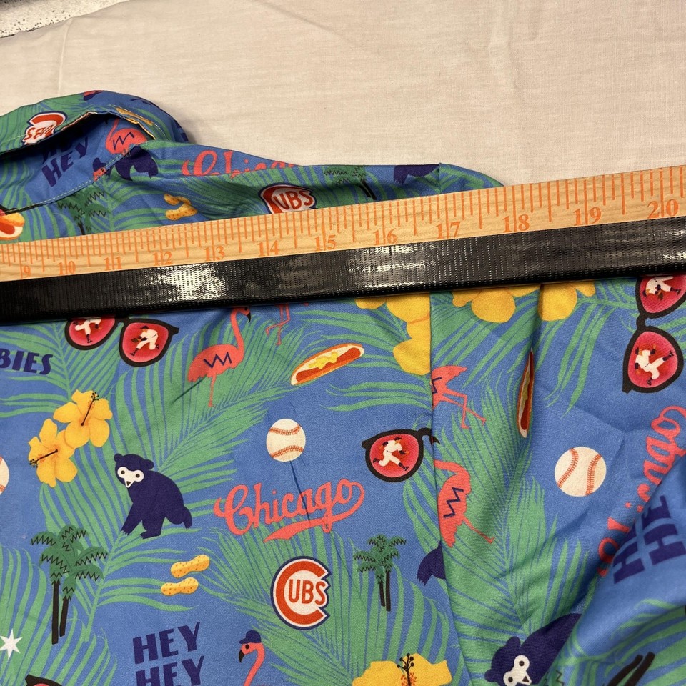 Chicago Cubs Shirt Mens Medium MLB Baseball Hawaiian Button Up Jim Beam(04)