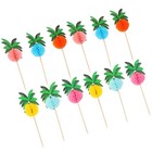  50 Pcs Decorative Fruit Forks Skewer Hawaiian Skewers Coconut-tree Sticks