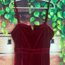 Flying Tomato Bordeaux Jumpsuit Wide Leg Crushed Velvet Womens Large Red Velour