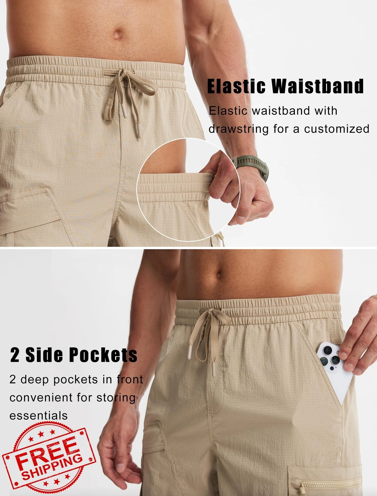 Libin Men's Cargo Shorts Quick Dry Lightweight Breathable Outdoor Travel