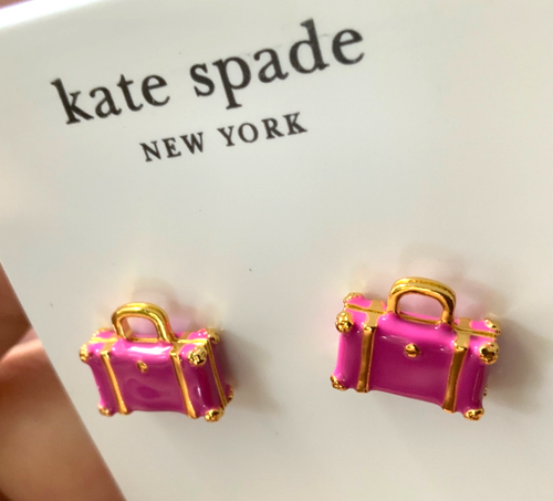 KATE SPADE Earrings ⭐️ AWAY WE GO ⭐️ Fun Novelty Suitcase Stud EARRINGS! Pierced - Picture 8 of 13