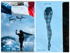 Vintage Thierry Mugler Wolford Tights Stockings OPTIK Black Sz Small NOS 1980s