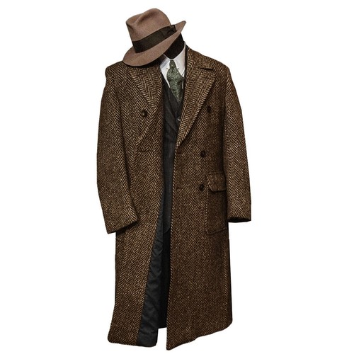 Herren Mäntel Fischgrät Tweed Sakko Lange Mäntel Oberbekleidung Wollmischung Business - Bild 26 von 48