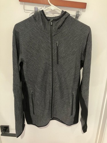 Icebreaker Men's Descender LS Wool Blend Hooded Jacket, Gray/Black, Medium - Picture 1 of 4