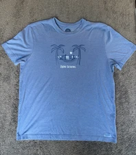 Life is Good Crusher T-Shirt Men's XL Blue Graphic Print Short Sleeve Pullover